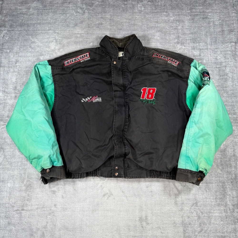 Vintage NASCAR Jacket Mens XL Black Competitors View 2000 Bobby Labonte 18 Boxy